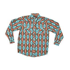 Rock and Roll Cowboy Mens XL Western Snap Shirt Long Sleeve Aztec Geometric Blue